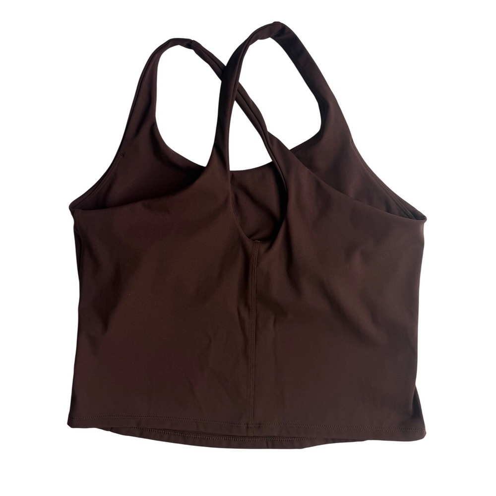 Spanx Booty Boost Active Tank Brown Criss Cross Back Built-in Bra Size M - Picture 6 of 7